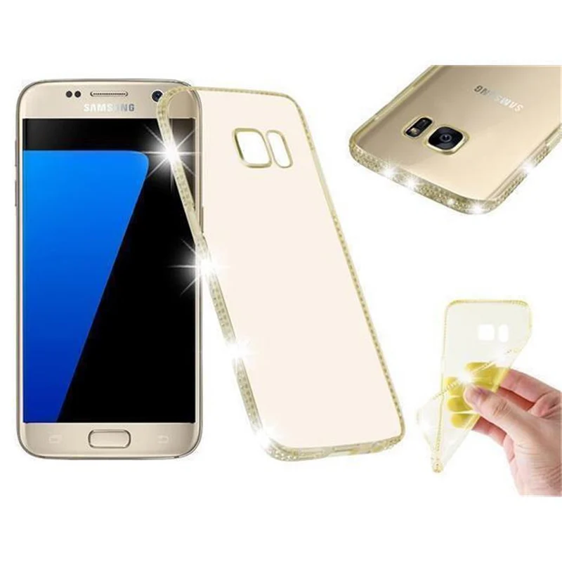 Cadorabo Hülle kompatibel mit Samsung Galaxy S7 Schutzhülle aus flexiblem TPU Silikon im Strass Design