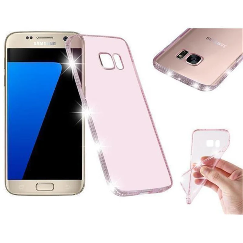 Cadorabo Hülle kompatibel mit Samsung Galaxy S7 Schutzhülle aus flexiblem TPU Silikon im Strass Design