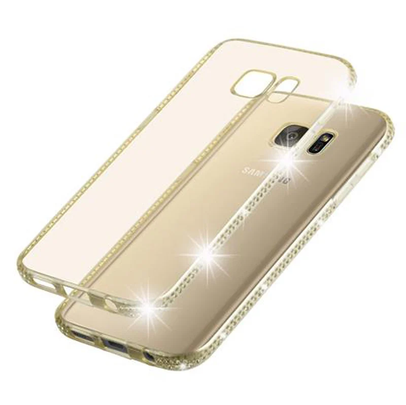 Cadorabo Hülle kompatibel mit Samsung Galaxy S7 Schutzhülle aus flexiblem TPU Silikon im Strass Design