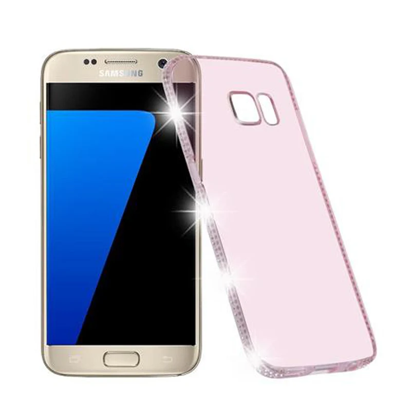 Cadorabo Hülle kompatibel mit Samsung Galaxy S7 Schutzhülle aus flexiblem TPU Silikon im Strass Design