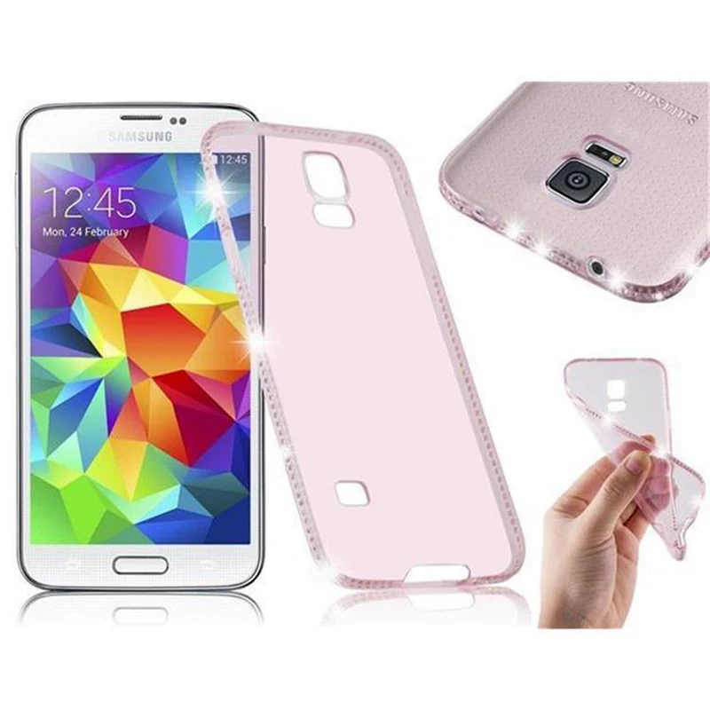 Cadorabo Hülle kompatibel mit Samsung Galaxy S5 / S5 NEO Schutzhülle aus flexiblem TPU Silikon im Strass Design