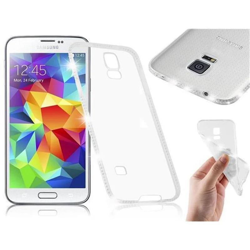 Cadorabo Hülle kompatibel mit Samsung Galaxy S5 / S5 NEO Schutzhülle aus flexiblem TPU Silikon im Strass Design