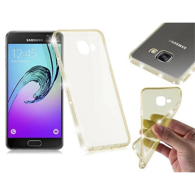 Cadorabo Hülle kompatibel mit Samsung Galaxy A3 2016 Schutzhülle aus flexiblem TPU Silikon im Strass Design