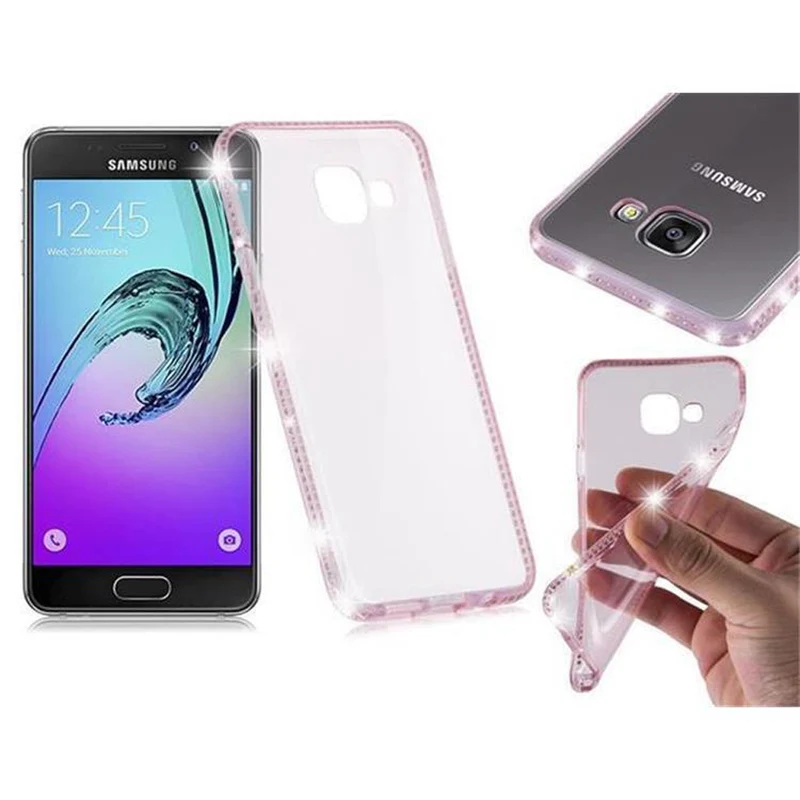 Cadorabo Hülle kompatibel mit Samsung Galaxy A3 2016 Schutzhülle aus flexiblem TPU Silikon im Strass Design