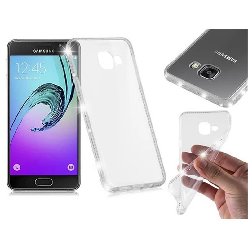 Cadorabo Hülle kompatibel mit Samsung Galaxy A3 2016 Schutzhülle aus flexiblem TPU Silikon im Strass Design