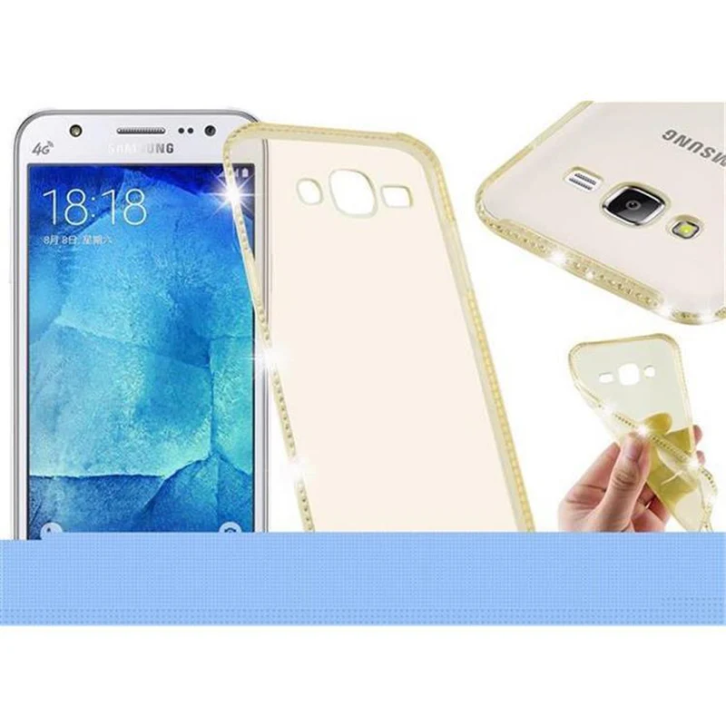 Cadorabo Hülle kompatibel mit Samsung Galaxy J5 2015 Schutzhülle aus flexiblem TPU Silikon im Strass Design