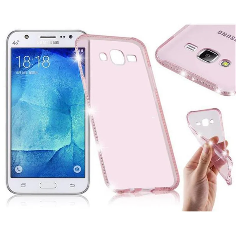 Cadorabo Hülle kompatibel mit Samsung Galaxy J5 2015 Schutzhülle aus flexiblem TPU Silikon im Strass Design
