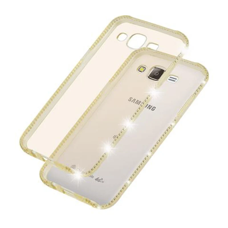Cadorabo Hülle kompatibel mit Samsung Galaxy J5 2015 Schutzhülle aus flexiblem TPU Silikon im Strass Design