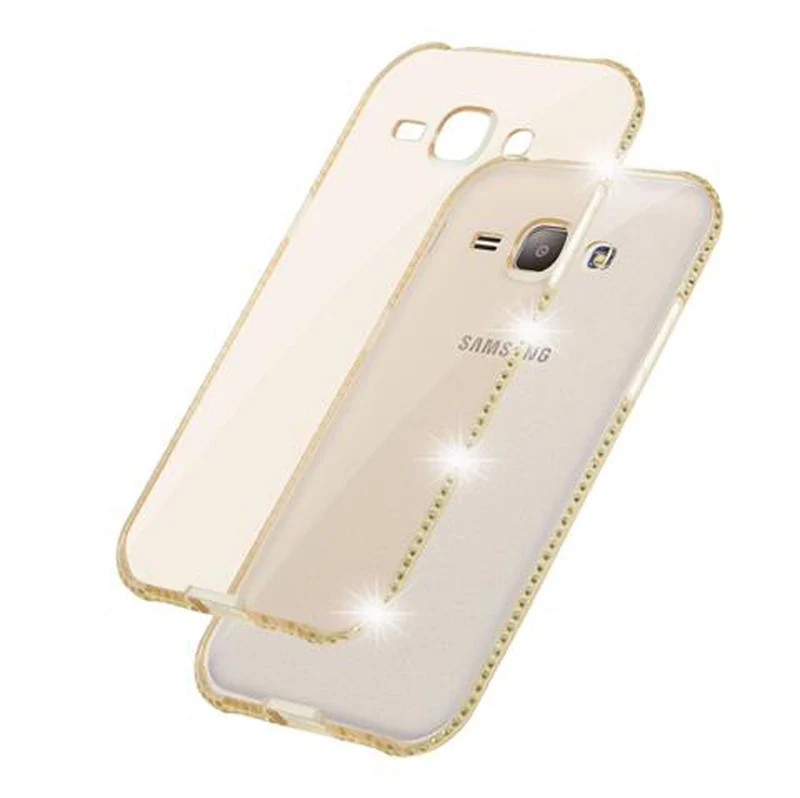 Cadorabo Hülle kompatibel mit Samsung Galaxy J1 2015 Schutzhülle aus flexiblem TPU Silikon im Strass Design