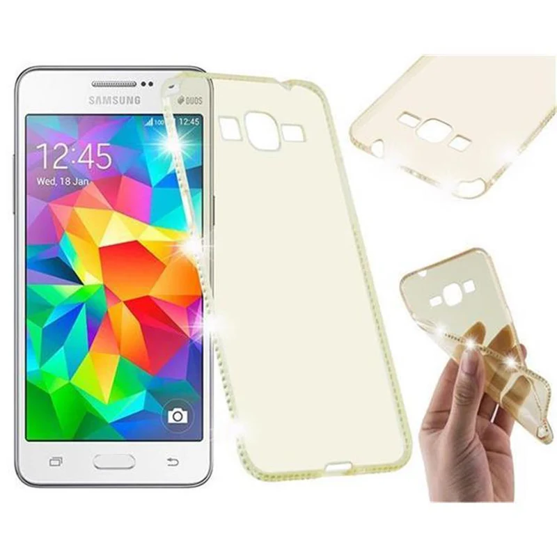 Cadorabo Hülle kompatibel mit Samsung Galaxy GRAND PRIME Schutzhülle aus flexiblem TPU Silikon im Strass Design
