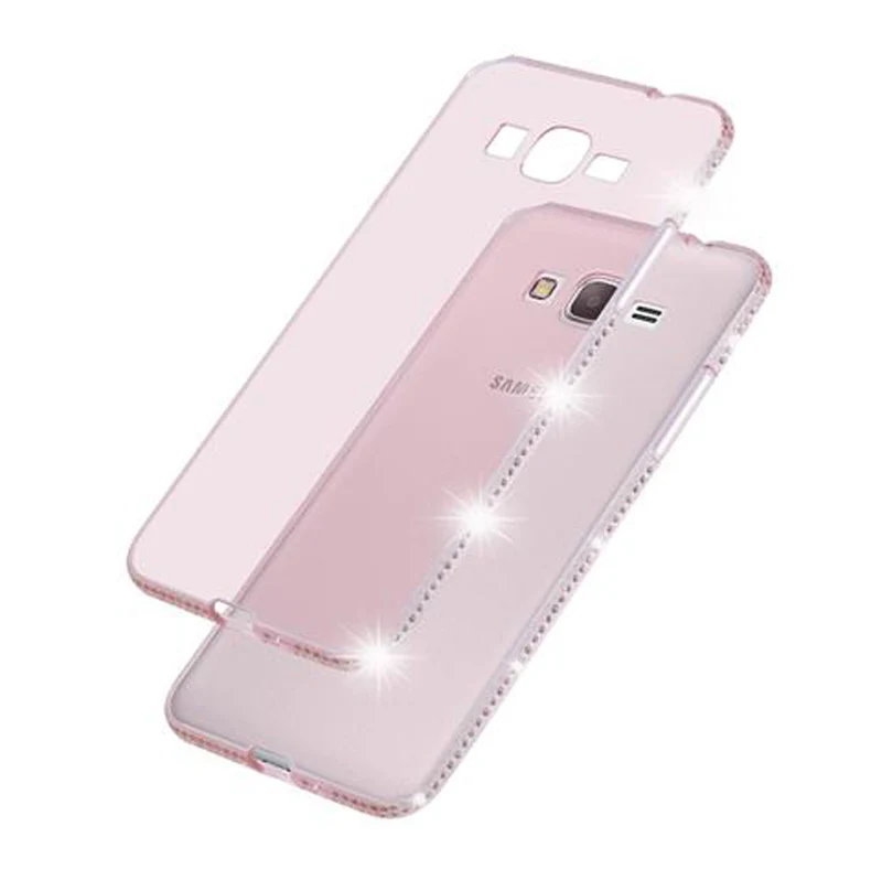 Cadorabo Hülle kompatibel mit Samsung Galaxy GRAND PRIME Schutzhülle aus flexiblem TPU Silikon im Strass Design