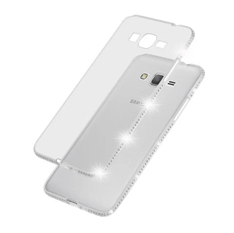 Cadorabo Hülle kompatibel mit Samsung Galaxy GRAND PRIME Schutzhülle aus flexiblem TPU Silikon im Strass Design