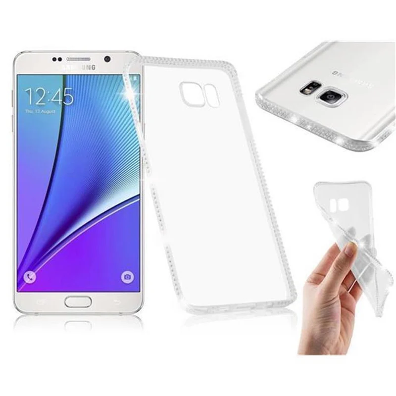 Cadorabo Hülle kompatibel mit Samsung Galaxy NOTE 5 Schutzhülle aus flexiblem TPU Silikon im Strass Design
