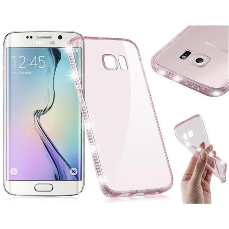 Cadorabo Hülle kompatibel mit Samsung Galaxy S6 EDGE Schutzhülle aus flexiblem TPU Silikon im Strass Design