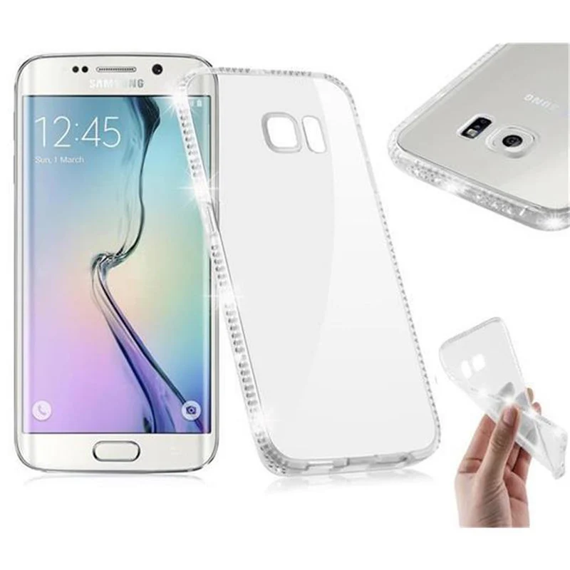 Cadorabo Hülle kompatibel mit Samsung Galaxy S6 EDGE Schutzhülle aus flexiblem TPU Silikon im Strass Design