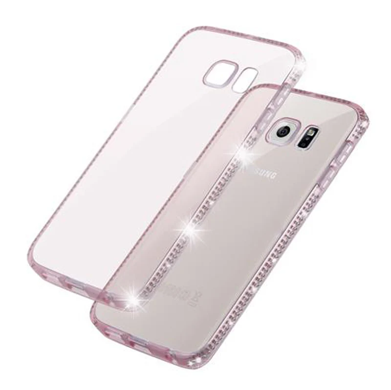Cadorabo Hülle kompatibel mit Samsung Galaxy S6 EDGE Schutzhülle aus flexiblem TPU Silikon im Strass Design