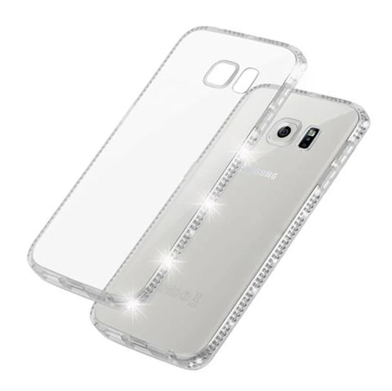 Cadorabo Hülle kompatibel mit Samsung Galaxy S6 EDGE Schutzhülle aus flexiblem TPU Silikon im Strass Design