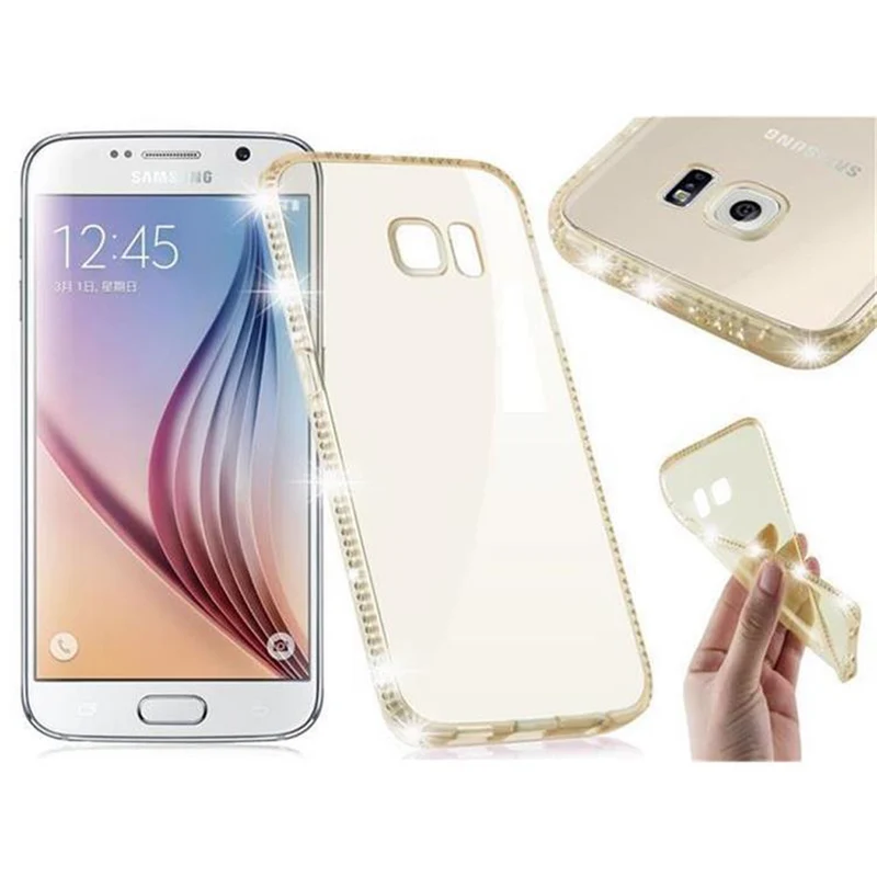 Cadorabo Hülle kompatibel mit Samsung Galaxy S6 Schutzhülle aus flexiblem TPU Silikon im Strass Design