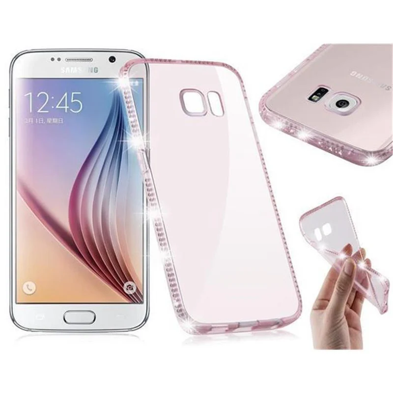 Cadorabo Hülle kompatibel mit Samsung Galaxy S6 Schutzhülle aus flexiblem TPU Silikon im Strass Design