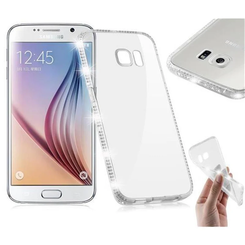 Cadorabo Hülle kompatibel mit Samsung Galaxy S6 Schutzhülle aus flexiblem TPU Silikon im Strass Design