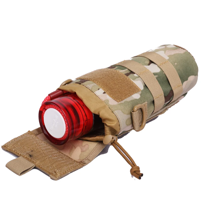 Faltbare MOLLE-Flaschentasche – Trinkflaschenhalter aus 1000D Nylon mit Kordelzug & Klettabdeckung (0.5–1L)