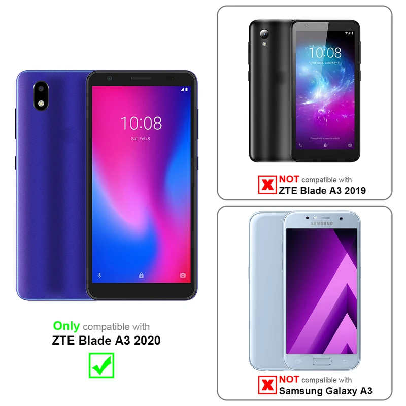 Cadorabo Hülle kompatibel mit ZTE Blade A3 2020 Schutzhülle mit Magnetverschluss, Standfunktion und Kartenfach