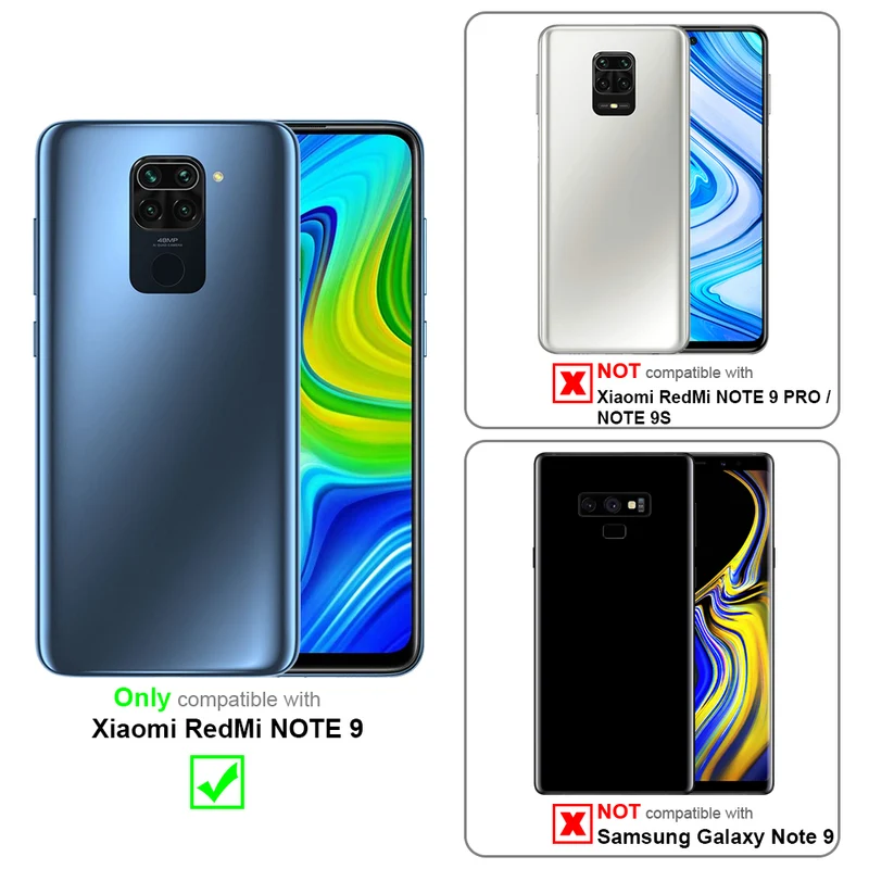 Cadorabo Hülle kompatibel mit Xiaomi RedMi NOTE 9 Schutzhülle mit Magnetverschluss, Standfunktion und Kartenfach