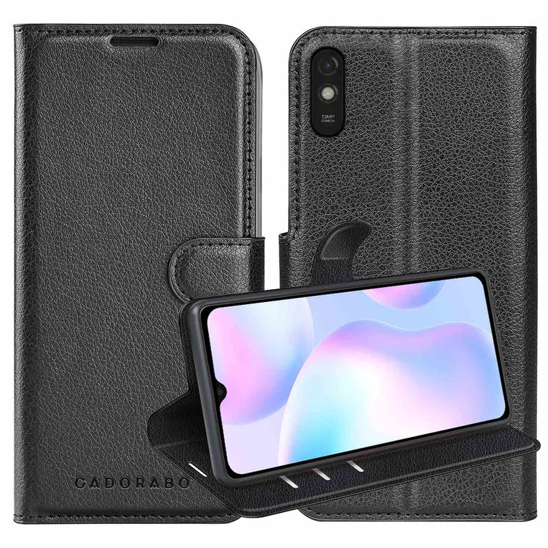 Cadorabo Hülle kompatibel mit Xiaomi RedMi 9A / RedMi 9AT Schutzhülle mit Magnetverschluss, Standfunktion und Kartenfach