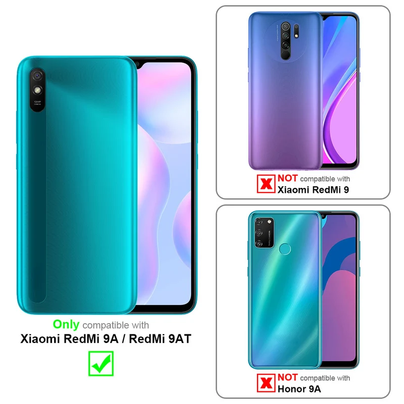 Cadorabo Hülle kompatibel mit Xiaomi RedMi 9A / RedMi 9AT Schutzhülle mit Magnetverschluss, Standfunktion und Kartenfach