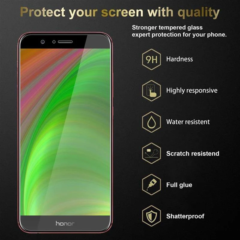 Cadorabo 3x Panzer Folie kompatibel mit Honor V9 - Schutzfolie 3er Pack Gehärtetes (Tempered) Display-Schutzglas in 9H Härte mit 3D Touch Kompatibilität
