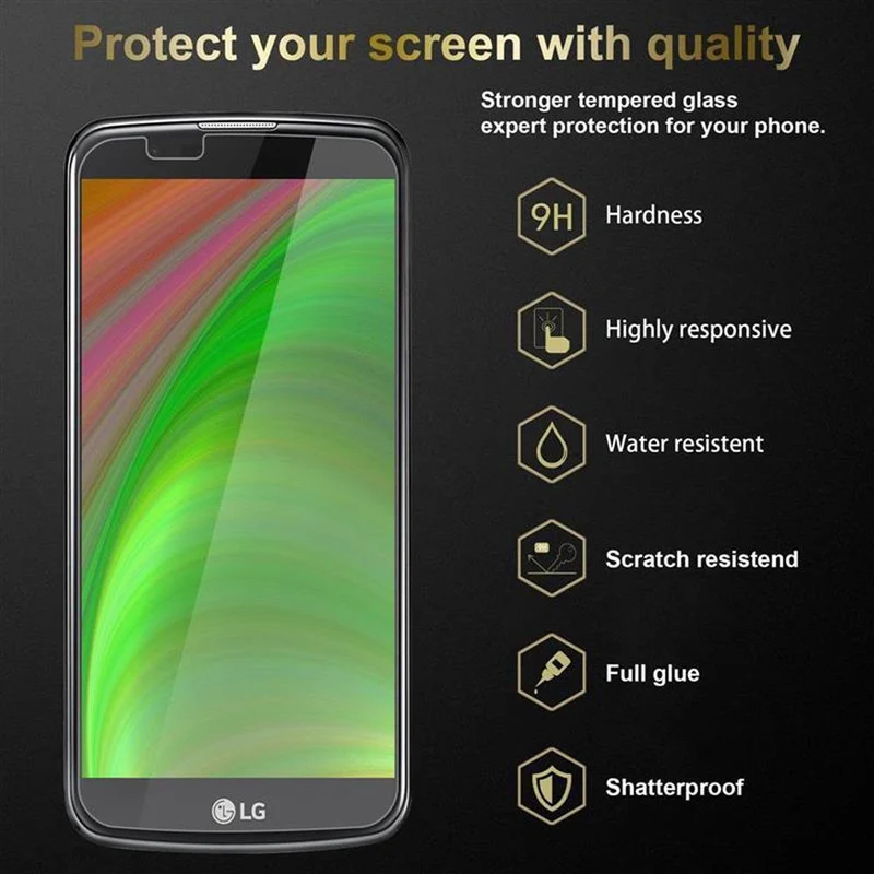 Cadorabo 3x Panzer Folie kompatibel mit LG K10 2016 - Schutzfolie 3er Pack Gehärtetes (Tempered) Display-Schutzglas in 9H Härte mit 3D Touch Kompatibilität