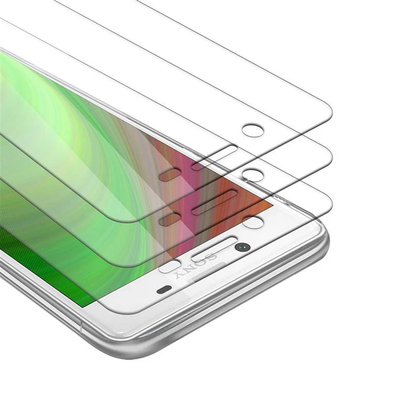 Cadorabo 3x Panzer Folie kompatibel mit Sony Xperia X - Schutzfolie 3er Pack Gehärtetes (Tempered) Display-Schutzglas in 9H Härte mit 3D Touch Kompatibilität