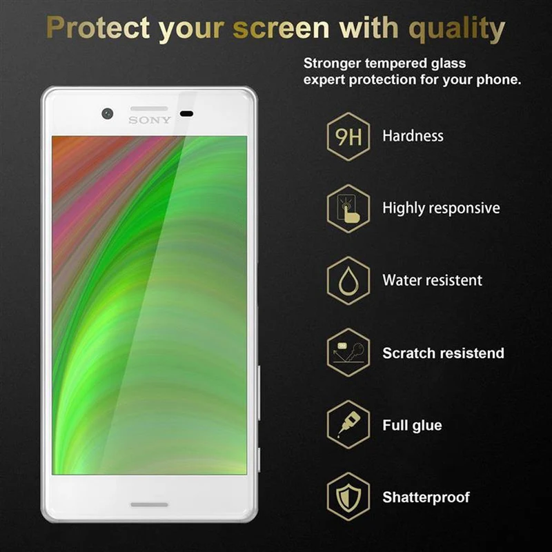Cadorabo 3x Panzer Folie kompatibel mit Sony Xperia X - Schutzfolie 3er Pack Gehärtetes (Tempered) Display-Schutzglas in 9H Härte mit 3D Touch Kompatibilität