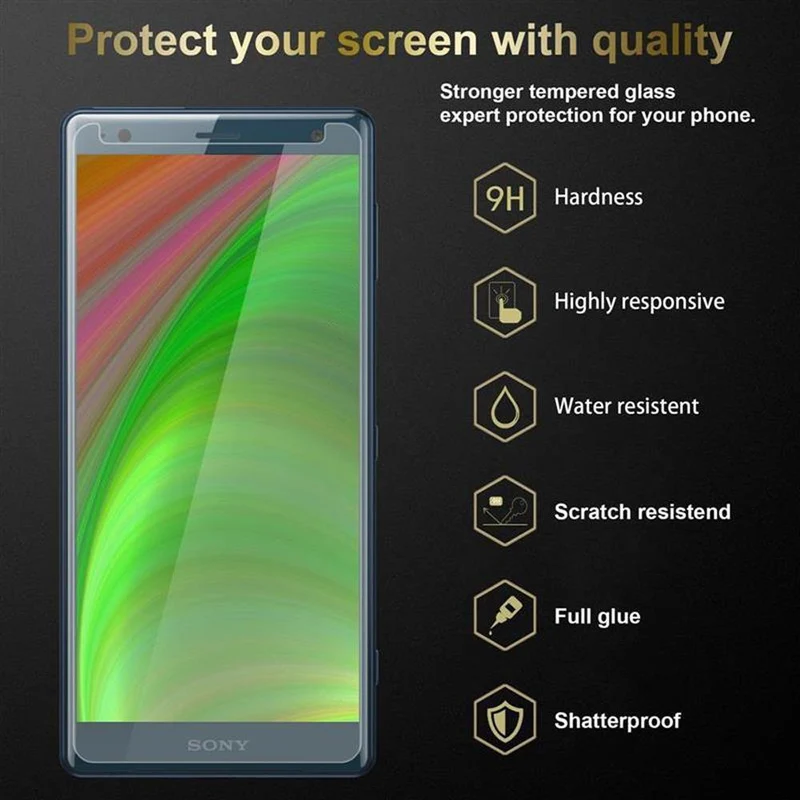 Cadorabo 3x Panzer Folie kompatibel mit Sony Xperia XZ2 - Schutzfolie 3er Pack Gehärtetes (Tempered) Display-Schutzglas in 9H Härte mit 3D Touch Kompatibilität