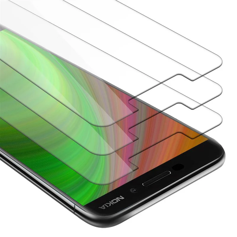 Cadorabo 3x Panzer Folie kompatibel mit Nokia 6,1 - Schutzfolie 3er Pack Gehärtetes (Tempered) Display-Schutzglas in 9H Härte mit 3D Touch Kompatibilität
