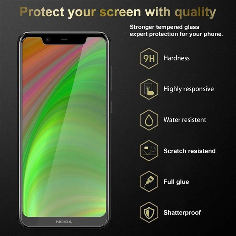 Cadorabo 3x Panzer Folie kompatibel mit Nokia 5.1 PLUS / X5 - Schutzfolie 3er Pack Gehärtetes (Tempered) Display-Schutzglas in 9H Härte mit 3D Touch Kompatibilität