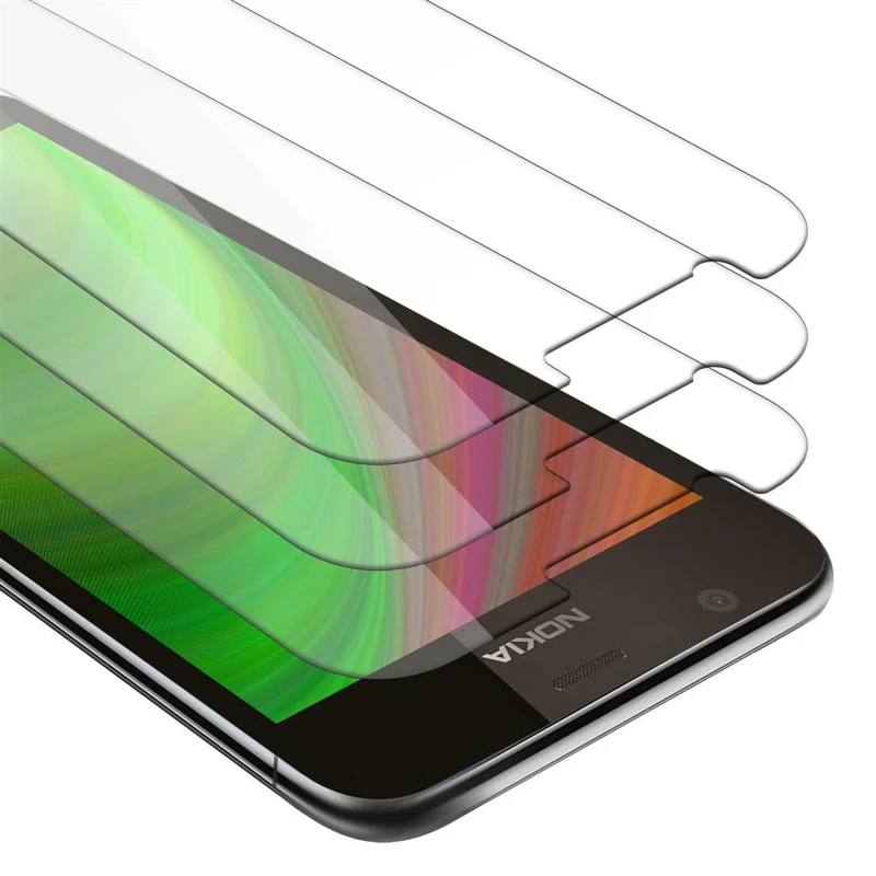 Cadorabo 3x Panzer Folie kompatibel mit Nokia 1 2018 - Schutzfolie 3er Pack Gehärtetes (Tempered) Display-Schutzglas in 9H Härte mit 3D Touch Kompatibilität