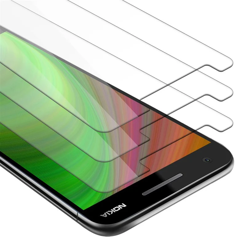 Cadorabo 3x Panzer Folie kompatibel mit Nokia 2,1 - Schutzfolie 3er Pack Gehärtetes (Tempered) Display-Schutzglas in 9H Härte mit 3D Touch Kompatibilität