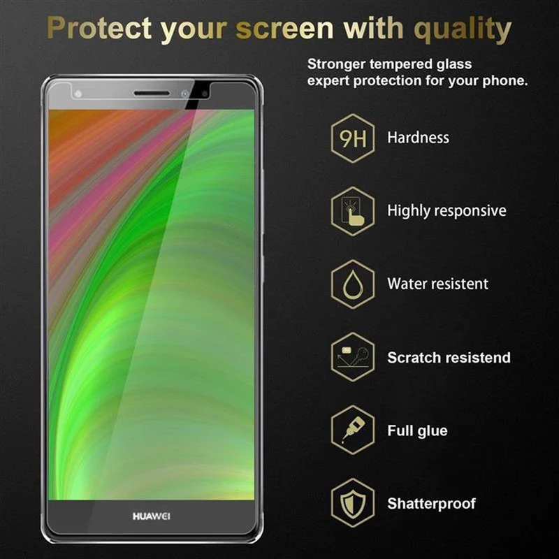 Cadorabo 3x Panzer Folie kompatibel mit Huawei MATE S - Schutzfolie 3er Pack Gehärtetes (Tempered) Display-Schutzglas in 9H Härte mit 3D Touch Kompatibilität