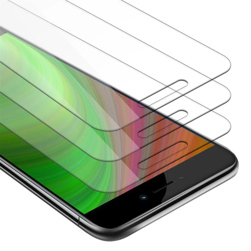 Cadorabo 3x Panzer Folie kompatibel mit Huawei P8 LITE 2017 / P9 LITE 2017 - Schutzfolie 3er Pack Gehärtetes (Tempered) Display-Schutzglas in 9H Härte mit 3D Touch Kompatibilität