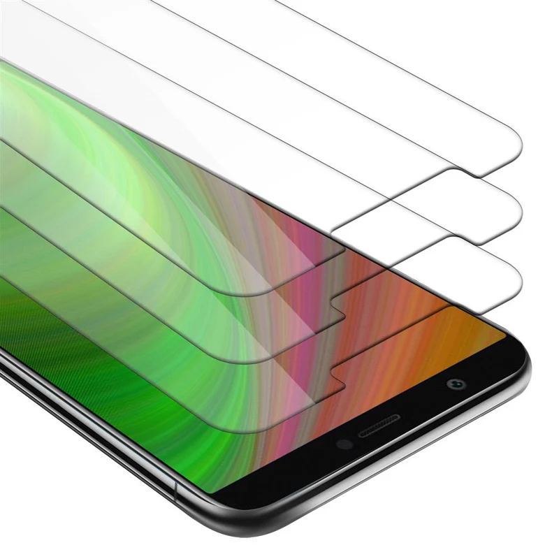 Cadorabo 3x Panzer Folie kompatibel mit Huawei P SMART 2018 / Enjoy 7S - Schutzfolie 3er Pack Gehärtetes (Tempered) Display-Schutzglas in 9H Härte mit 3D Touch Kompatibilität