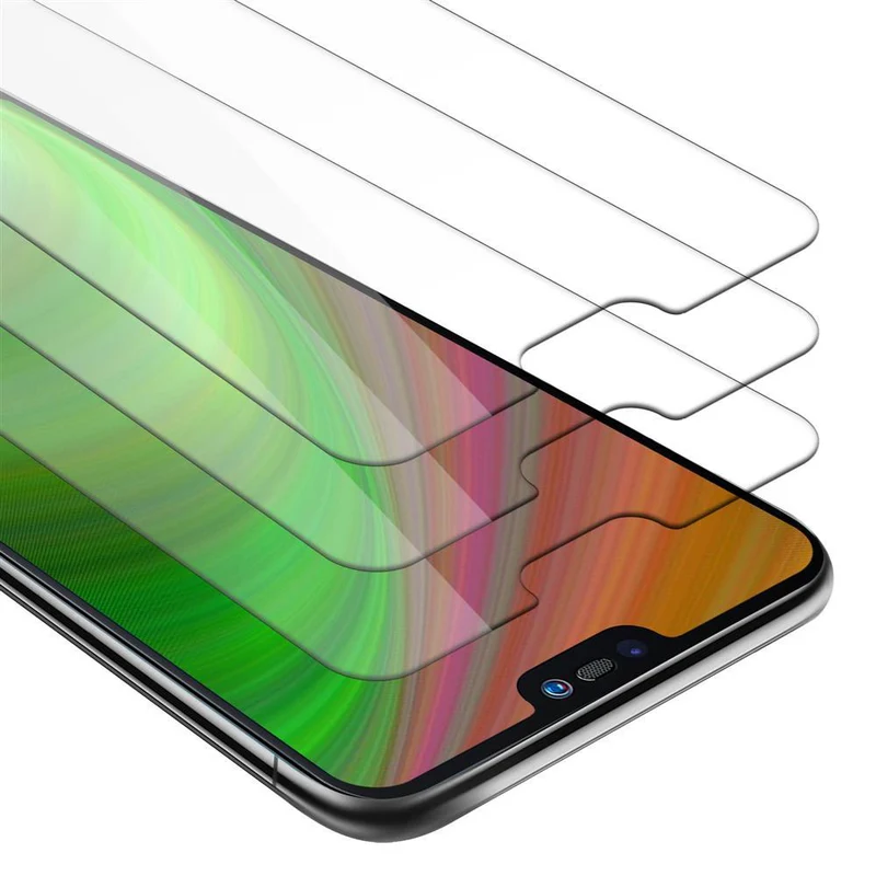 Cadorabo 3x Panzer Folie kompatibel mit Huawei P20 LITE 2018 / NOVA 3E - Schutzfolie 3er Pack Gehärtetes (Tempered) Display-Schutzglas in 9H Härte mit 3D Touch Kompatibilität