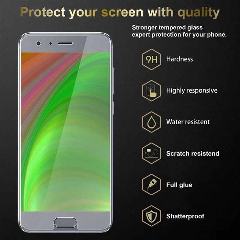 Cadorabo 3x Panzer Folie kompatibel mit Honor 9 - Schutzfolie 3er Pack Gehärtetes (Tempered) Display-Schutzglas in 9H Härte mit 3D Touch Kompatibilität