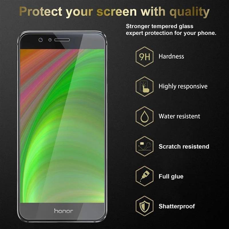 Cadorabo 3x Panzer Folie kompatibel mit Honor 8 / 8 PREMIUM - Schutzfolie 3er Pack Gehärtetes (Tempered) Display-Schutzglas in 9H Härte mit 3D Touch Kompatibilität