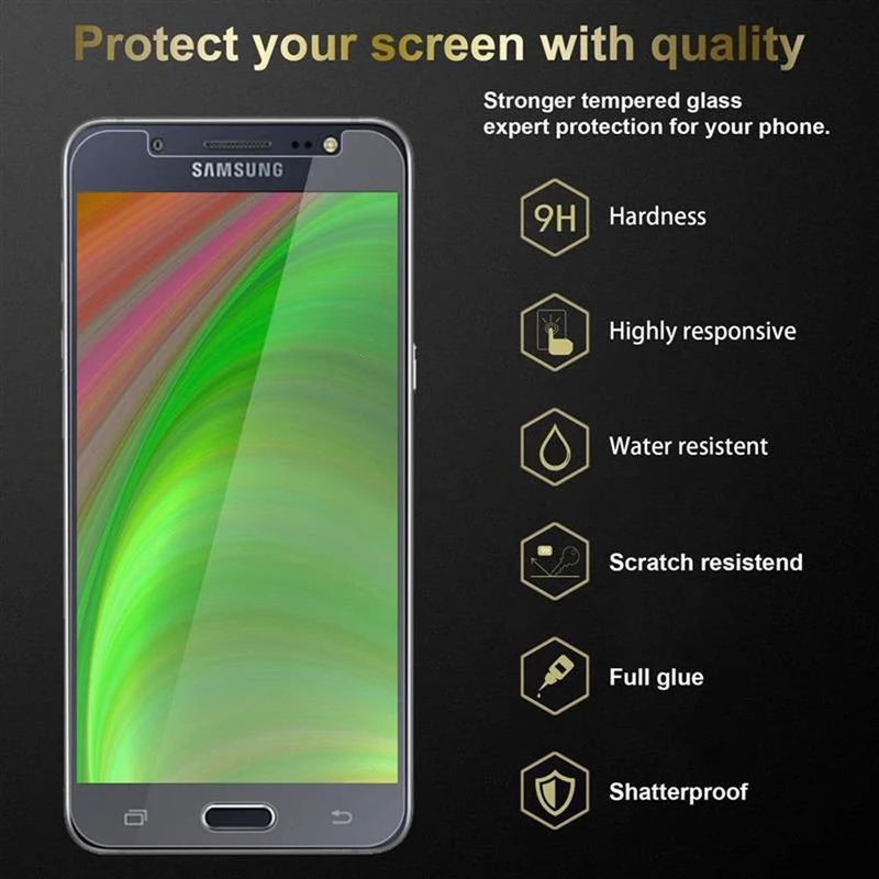 Cadorabo 3x Panzer Folie kompatibel mit Samsung Galaxy J5 2016 - Schutzfolie 3er Pack Gehärtetes (Tempered) Display-Schutzglas in 9H Härte mit 3D Touch Kompatibilität