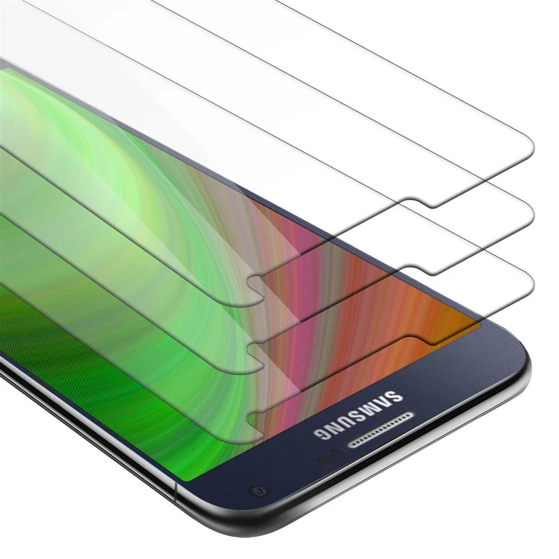 Cadorabo 3x Panzer Folie kompatibel mit Samsung Galaxy A7 2015 - Schutzfolie 3er Pack Gehärtetes (Tempered) Display-Schutzglas in 9H Härte mit 3D Touch Kompatibilität