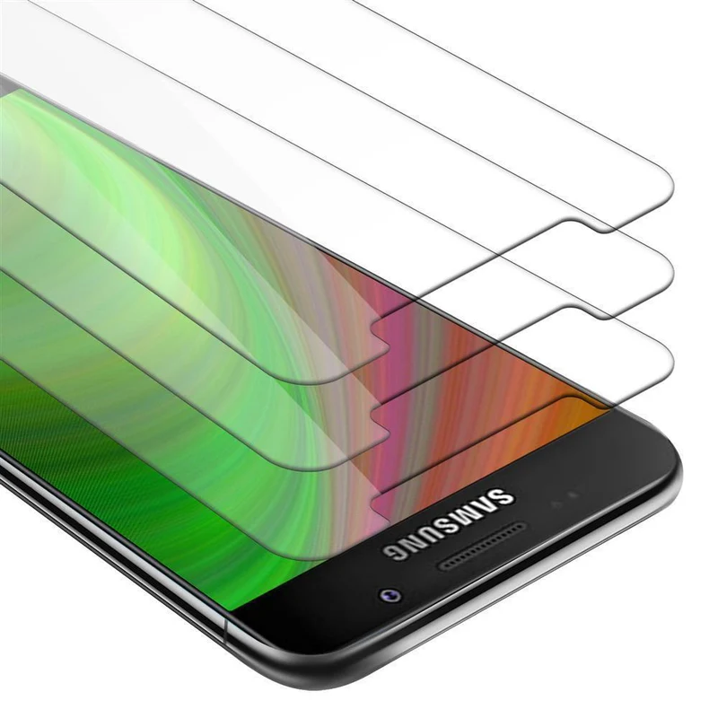 Cadorabo 3x Panzer Folie kompatibel mit Samsung Galaxy A3 2016 - Schutzfolie 3er Pack Gehärtetes (Tempered) Display-Schutzglas in 9H Härte mit 3D Touch Kompatibilität