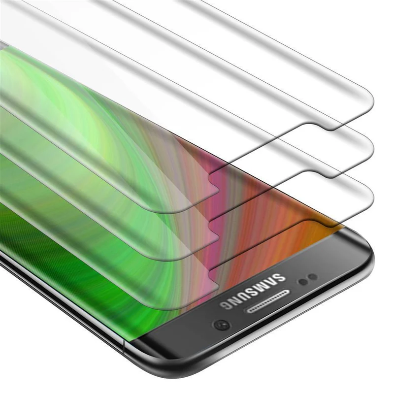 Cadorabo 3x Panzer Folie kompatibel mit Samsung Galaxy S7 EDGE - Schutzfolie 3er Pack Gehärtetes (Tempered) Display-Schutzglas in 9H Härte mit 3D Touch Kompatibilität