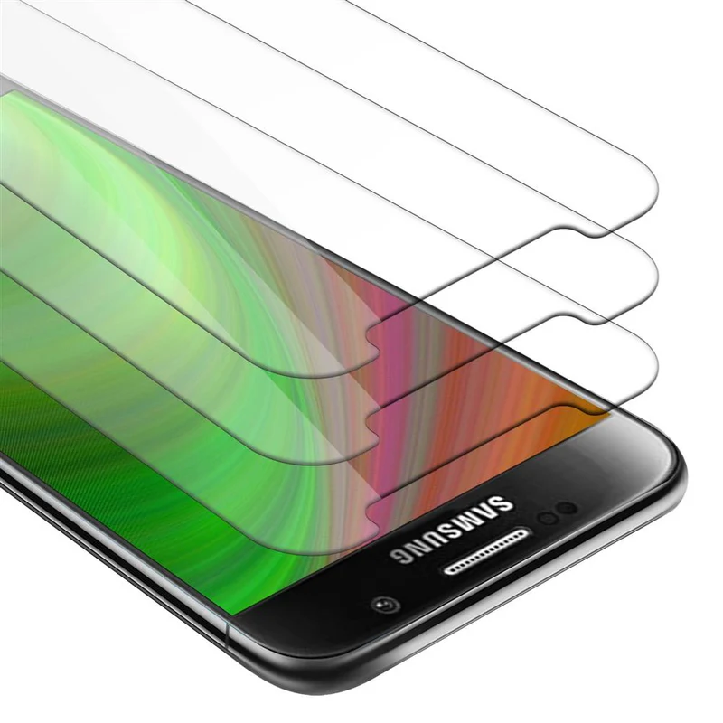 Cadorabo 3x Panzer Folie kompatibel mit Samsung Galaxy S6 - Schutzfolie 3er Pack Gehärtetes (Tempered) Display-Schutzglas in 9H Härte mit 3D Touch Kompatibilität