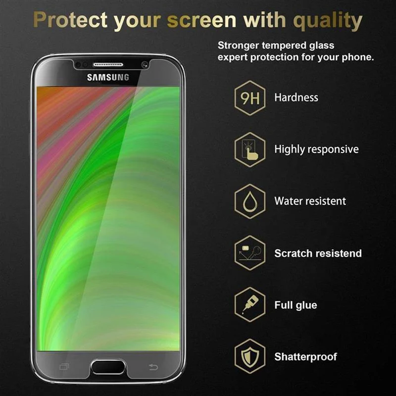 Cadorabo 3x Panzer Folie kompatibel mit Samsung Galaxy S6 - Schutzfolie 3er Pack Gehärtetes (Tempered) Display-Schutzglas in 9H Härte mit 3D Touch Kompatibilität